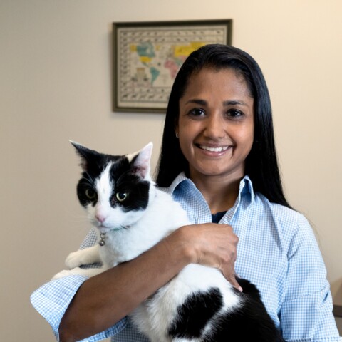 Dr. De with a cat